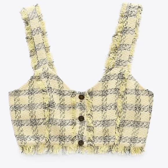 Yellow designer tweed top. Matching skirt also available - Picture 5 of 8